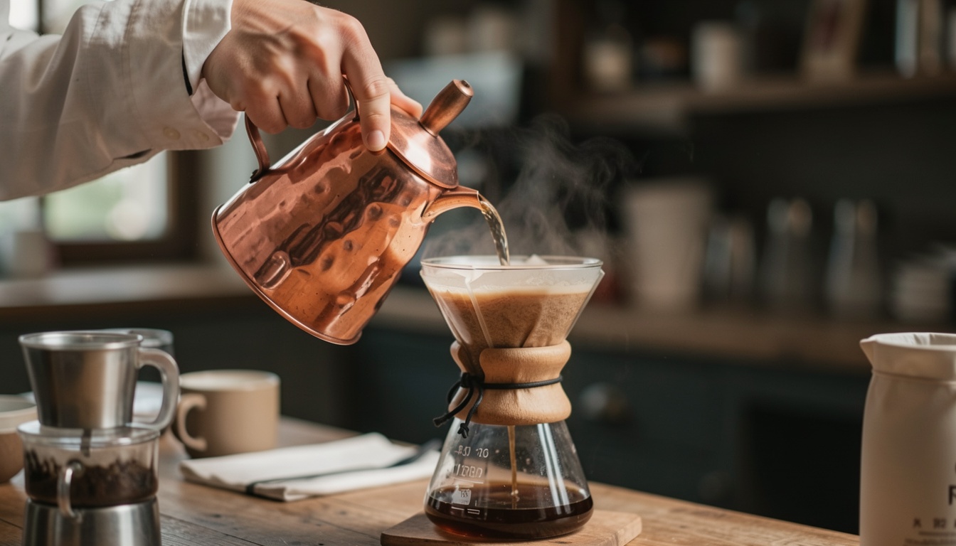 Barista pouring V60